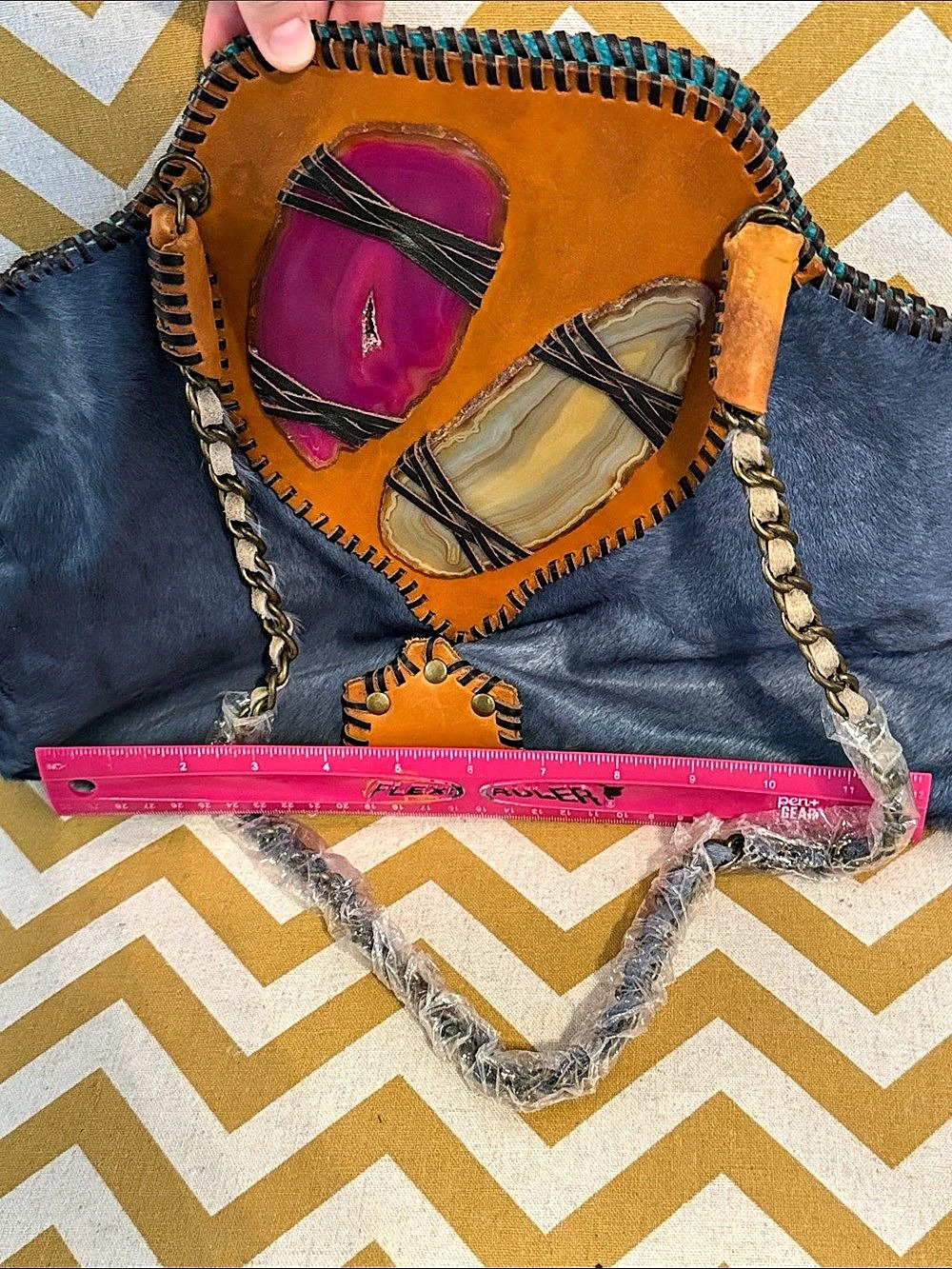 NWOT Sharif Agate Ponyhair and Leather Shoulder Bag - Picture 5 of 12
